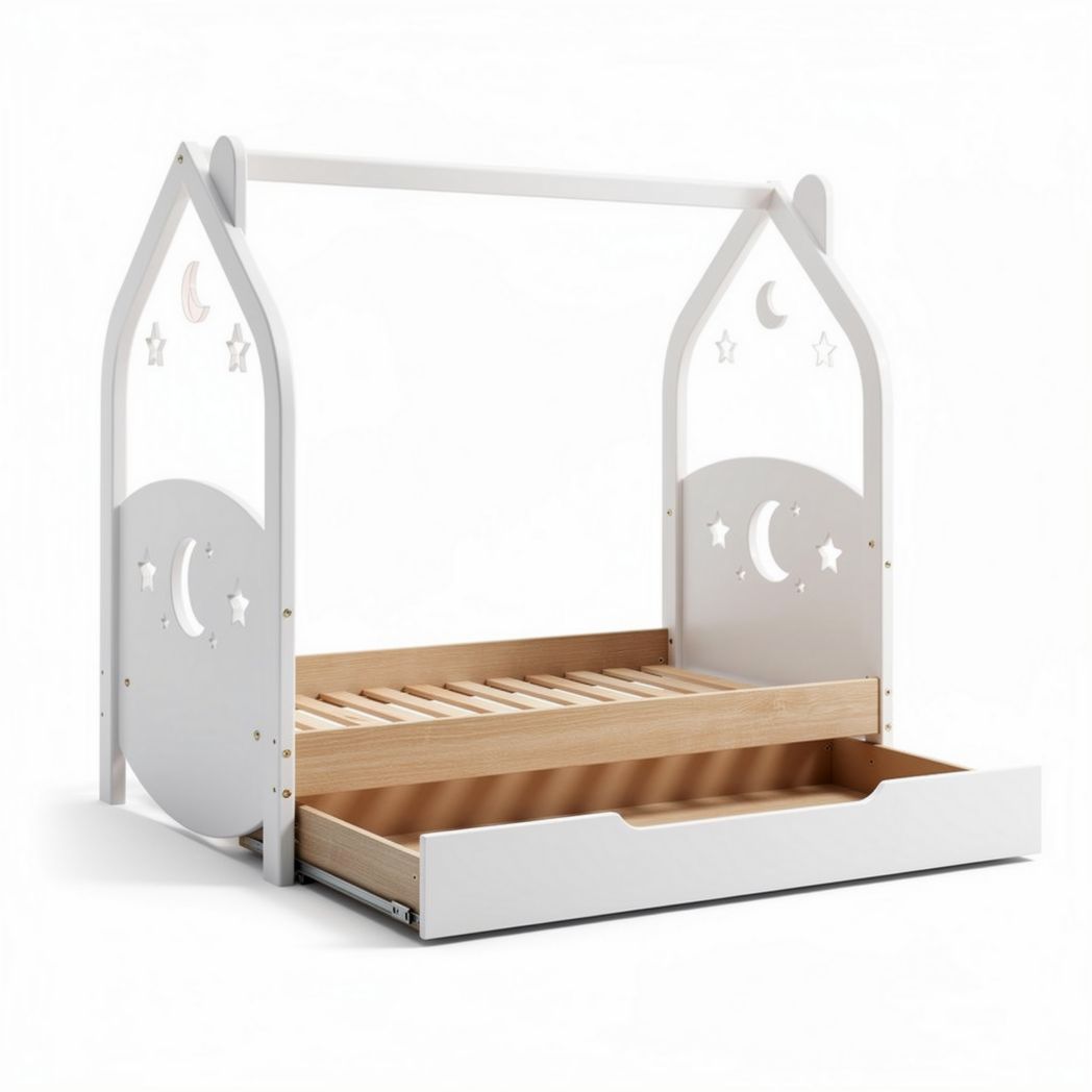 Wooden Childrens Playhouse Bed – Designed for children's bedrooms or play areas – Made from natural wood – 150 x 80 x 100cm