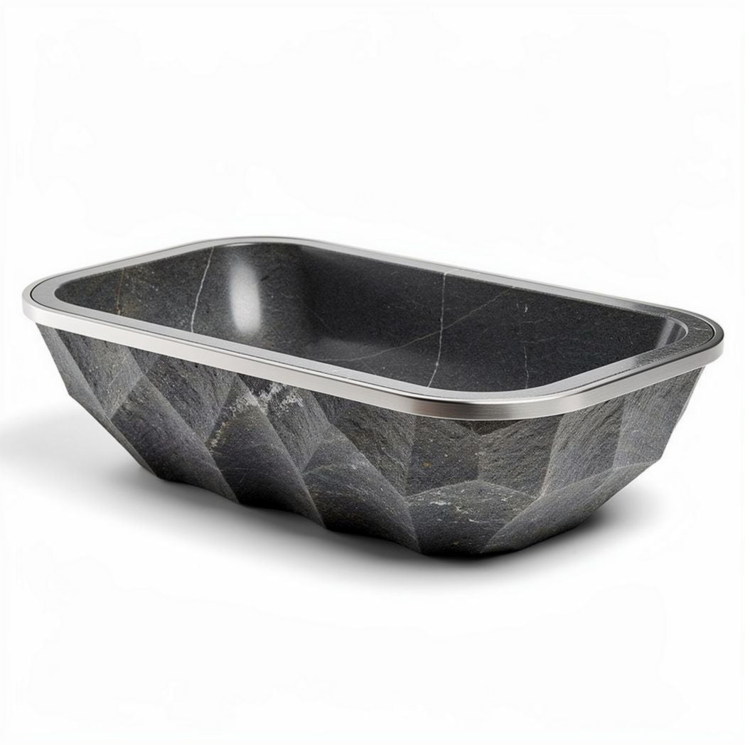 Stone Rectangular Wash Basin for Bathroom Use, Made of Natural Stone, Dimensions 30 x 20 x 10cm