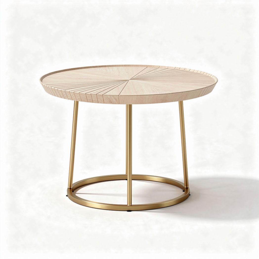 Round Coffee Table – Suitable for Living Room or Lounge – Made of Wood and Metal – 50 x 50 x 45cm