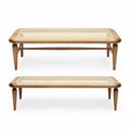 Wooden Coffee Table Set – Suitable for Living Room Use – Made of Wood and Rattan – 120 x 60 x 40cm