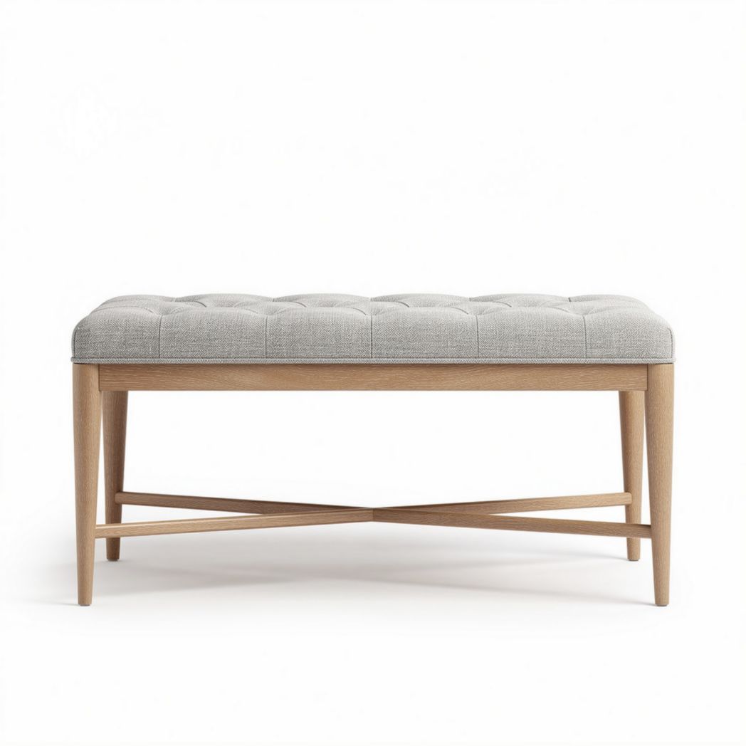 Upholstered Bench with Wooden Legs – Suitable for Living Room or Bedroom – Fabric and Wood Construction – 80 x 50 x 40cm